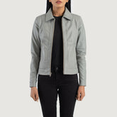 Noran Grey Leather Jacket